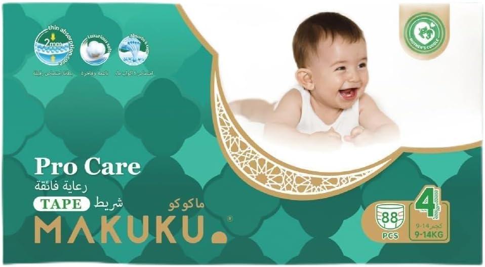 Makuku Premium Diapers ProCare Tape Style Disposable Diaper, Size 4, L