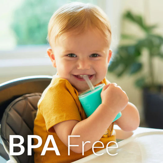 PopYum Silicone Training Cup with Straw + Lid, 2-Pack for Baby, Infant and Toddler, Tumbler, Sippy, handles, (green, pink) - Zrafh.com - Your Destination for Baby & Mother Needs in Saudi Arabia