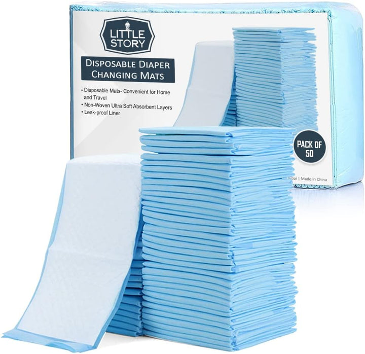 Sunveno Diaper Caddy With Blue Disposable Changing Mats - 50 Pieces - Grey - Zrafh.com - Your Destination for Baby & Mother Needs in Saudi Arabia