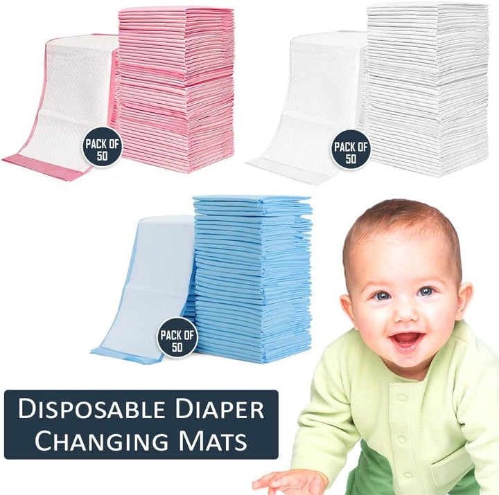 Sunveno Diaper Caddy With Blue Disposable Changing Mats - 50 Pieces - Grey - Zrafh.com - Your Destination for Baby & Mother Needs in Saudi Arabia