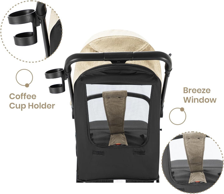 Teknum Travel Cabin Stroller | Single Hand one-sec fold | Cabin Approved | Extra Wide Canopy | Wide Seat Base | Light Weight | Compact | Coffee Cup Holder | 0-4 Years | 5-point safety - Zrafh.com - Your Destination for Baby & Mother Needs in Saudi Arabia