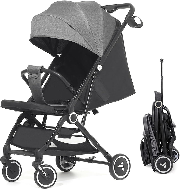 Teknum Travel Cabin Stroller | Single Hand one-sec fold | Cabin Approved | Extra Wide Canopy | Wide Seat Base | Light Weight | Compact | Coffee Cup Holder | 0-4 Years | 5-point safety - Zrafh.com - Your Destination for Baby & Mother Needs in Saudi Arabia