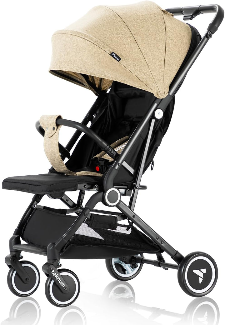 Teknum Travel Cabin Stroller | Single Hand one-sec fold | Cabin Approved | Extra Wide Canopy | Wide Seat Base | Light Weight | Compact | Coffee Cup Holder | 0-4 Years | 5-point safety - Zrafh.com - Your Destination for Baby & Mother Needs in Saudi Arabia