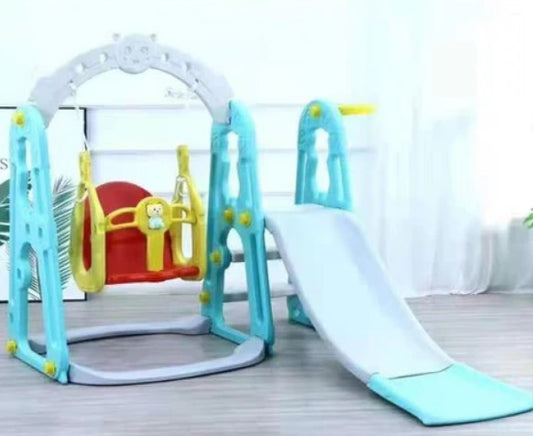 Dreeba-Toys 3 in 1 Playset Includes Slide, Swing and Basketball Hoop for Kids - Made of High Quality BPA Free PE Plastic, 140x133x110 cm, YT-33 - Zrafh.com - Your Destination for Baby & Mother Needs in Saudi Arabia
