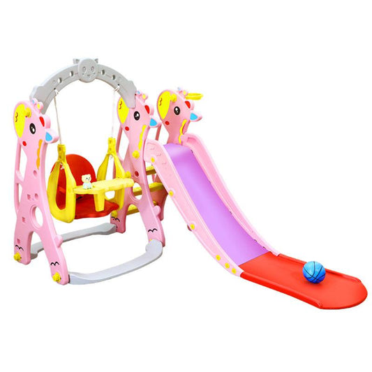 Dreeba-Toys 3 in 1 Slide and Swing Set with Basketball Hoop, Made of High Quality BPA and Phthalate Free Polyethylene Plastic, 2 Pieces - 140x133x120 cm - YT-40 - Zrafh.com - Your Destination for Baby & Mother Needs in Saudi Arabia