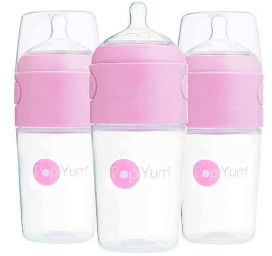 PopYum 260 ml Pink Anti-Colic Formula Making/Mixing/Dispenser Baby Bottles, 3-Pack - Zrafh.com - Your Destination for Baby & Mother Needs in Saudi Arabia