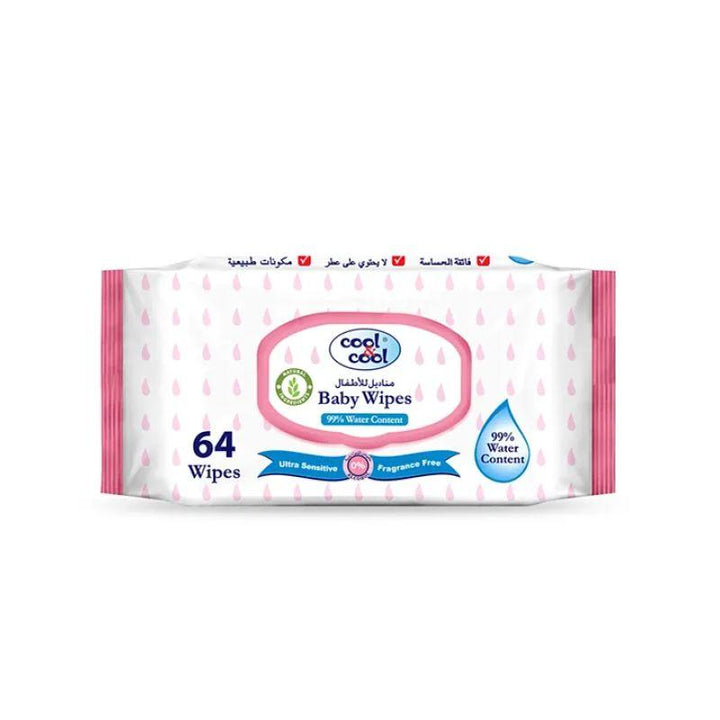 Cool & Cool Chemical Free Ultra Sensitive Wipes - 64 Pieces - Zrafh.com - Your Destination for Baby & Mother Needs in Saudi Arabia