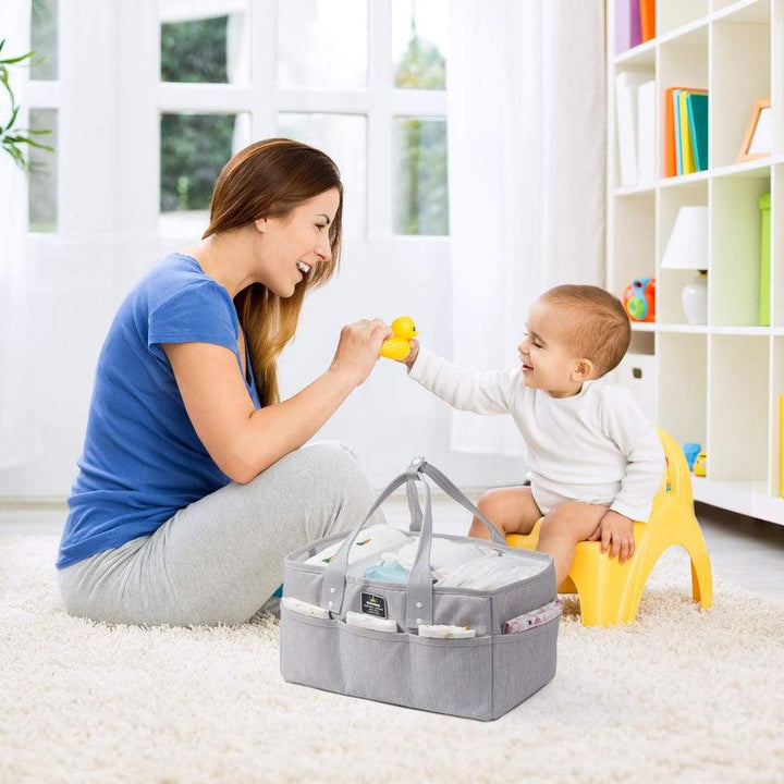 Sunveno Diaper Caddy With Blue Disposable Changing Mats - 50 Pieces - Grey - Zrafh.com - Your Destination for Baby & Mother Needs in Saudi Arabia
