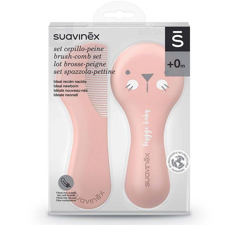 Suavinex Hygge Premium Baby Brush & Comb Set - Pink - ZRAFH